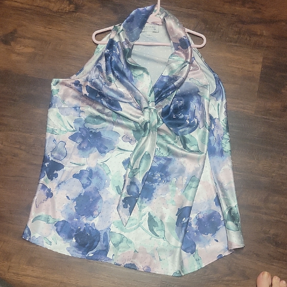 Floral Halter Top - Blue and Green